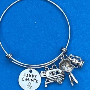 Bangle hand stamped happy camper bangle